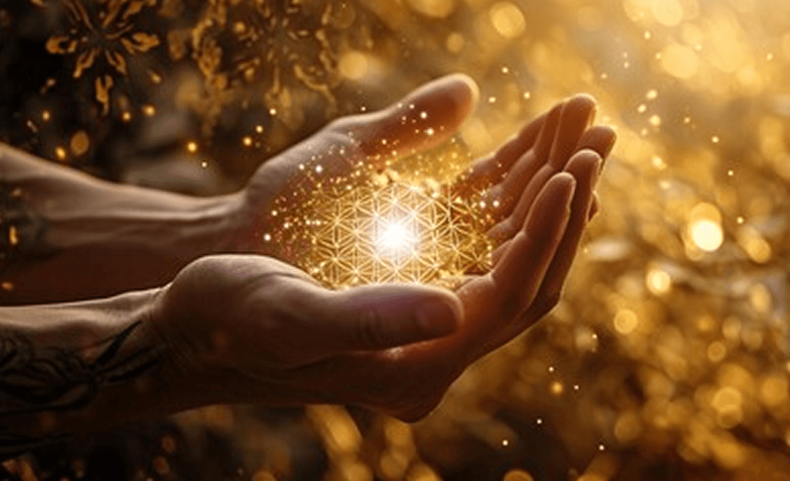 Hands holding light